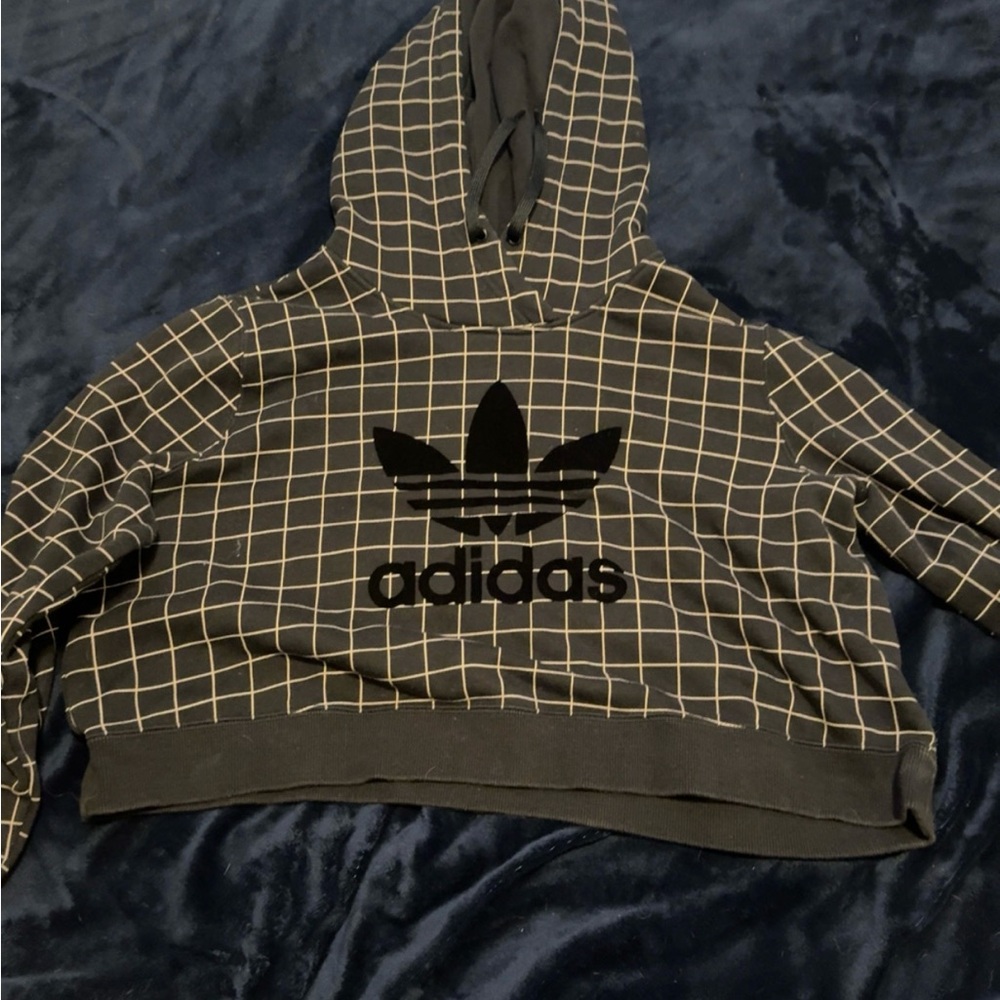 Adidas Grid Pattern crop hoodie